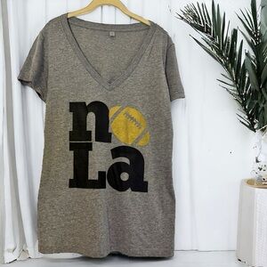 Brand New NOLA Saints V-Neck T-Shirt - Ladies Large (Fleury Girl) New Orleans